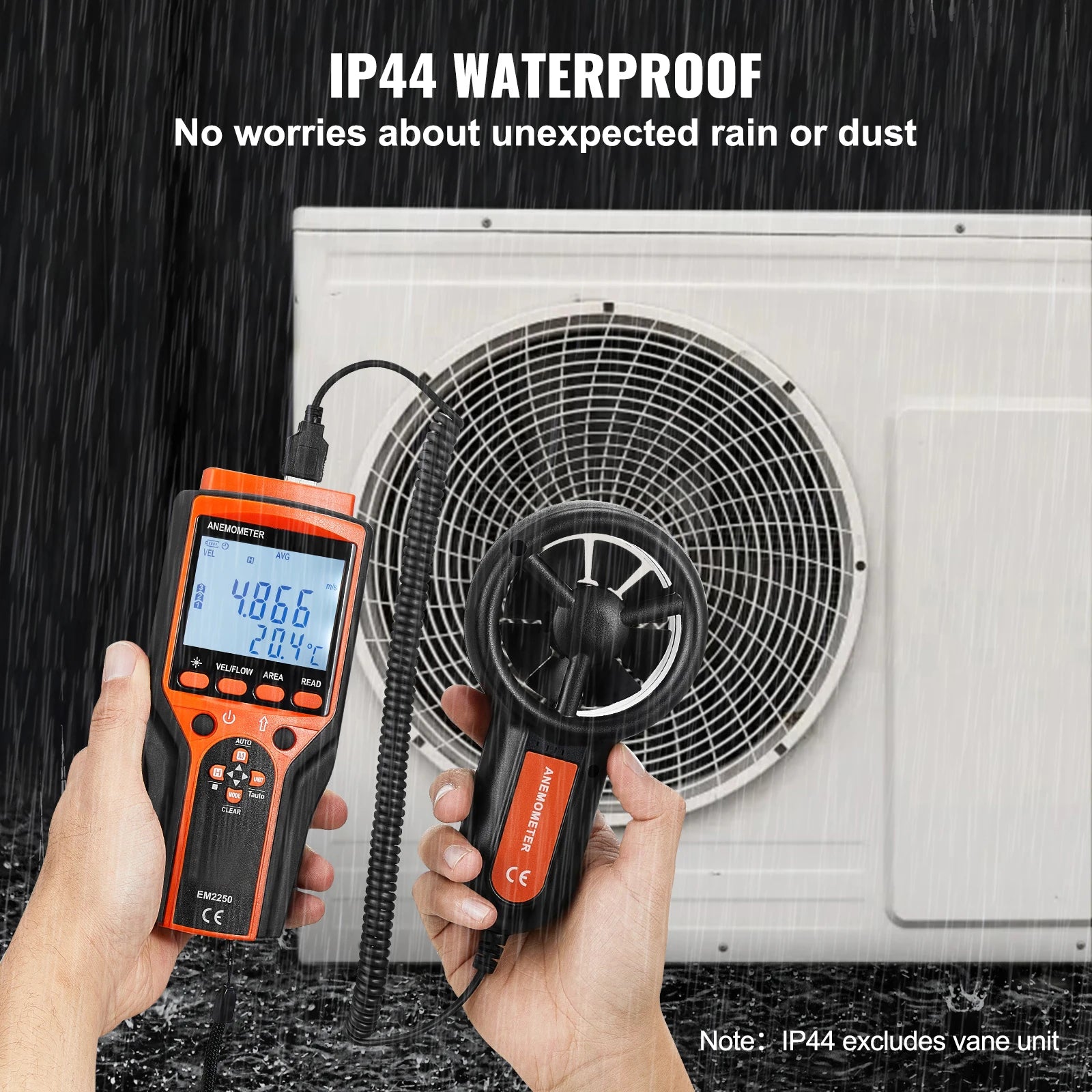 Handheld Digital Anemometer with LED Display Wind Speed CFM Meter