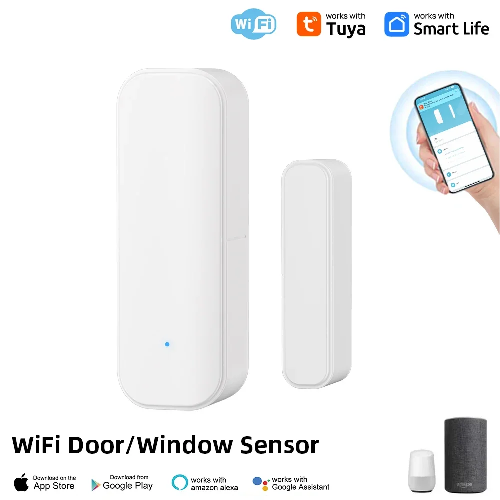 Tuya WiFi or Zigbee Window Door Sensor Smart Home Security Alarm System Voice Control Via Alexa Google Home Smart