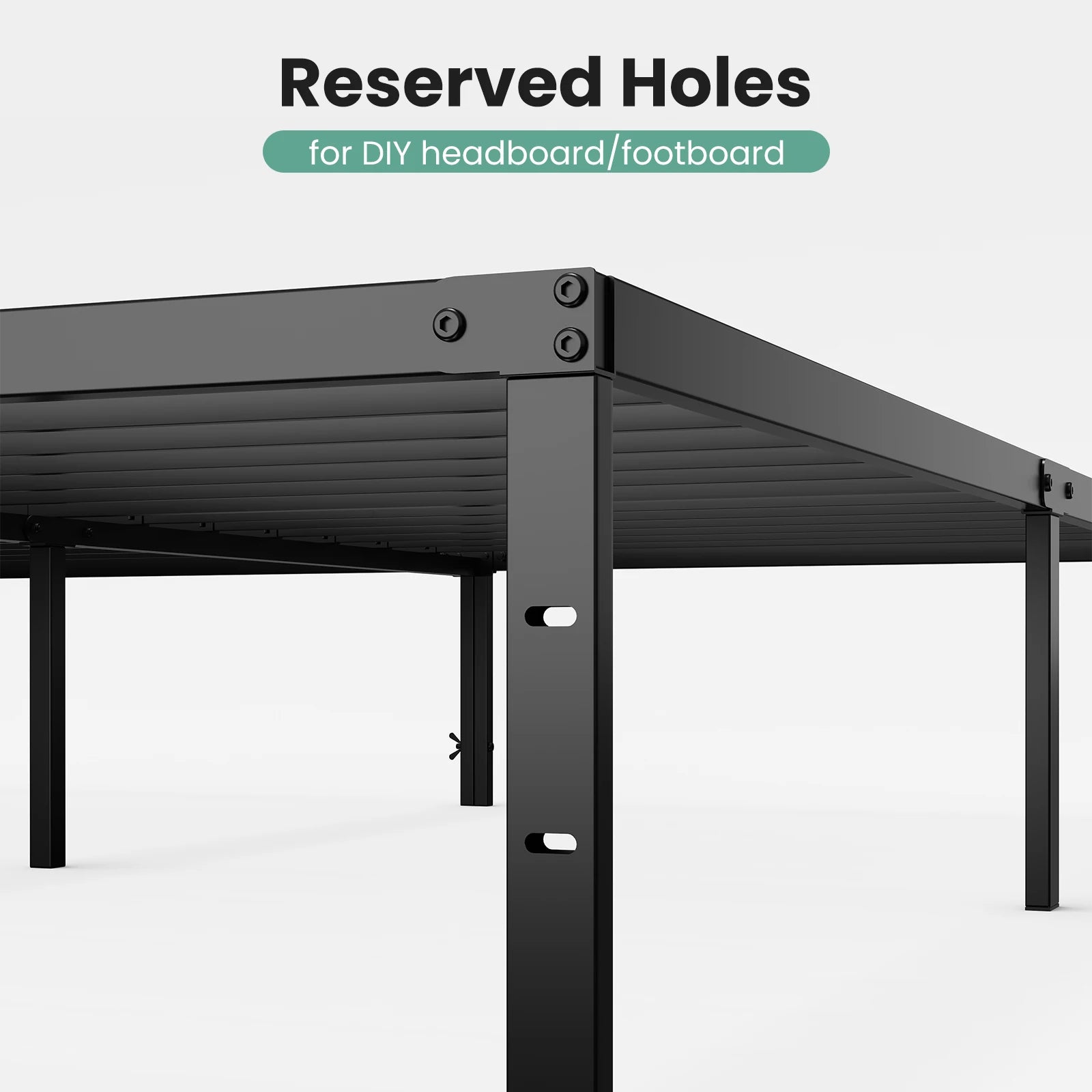 16IN Metal Bed Frame with Storage Clearance and Slat Support