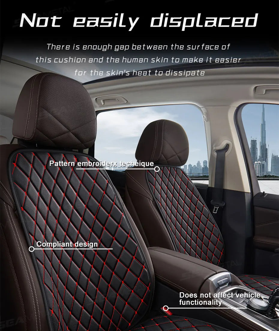 SEAMETAL Premium Car Seat Cushion Luxury Leather Anti Slip Seat Cover Breathable Anti Scratch Car Seat Protector for Sedan Suv
