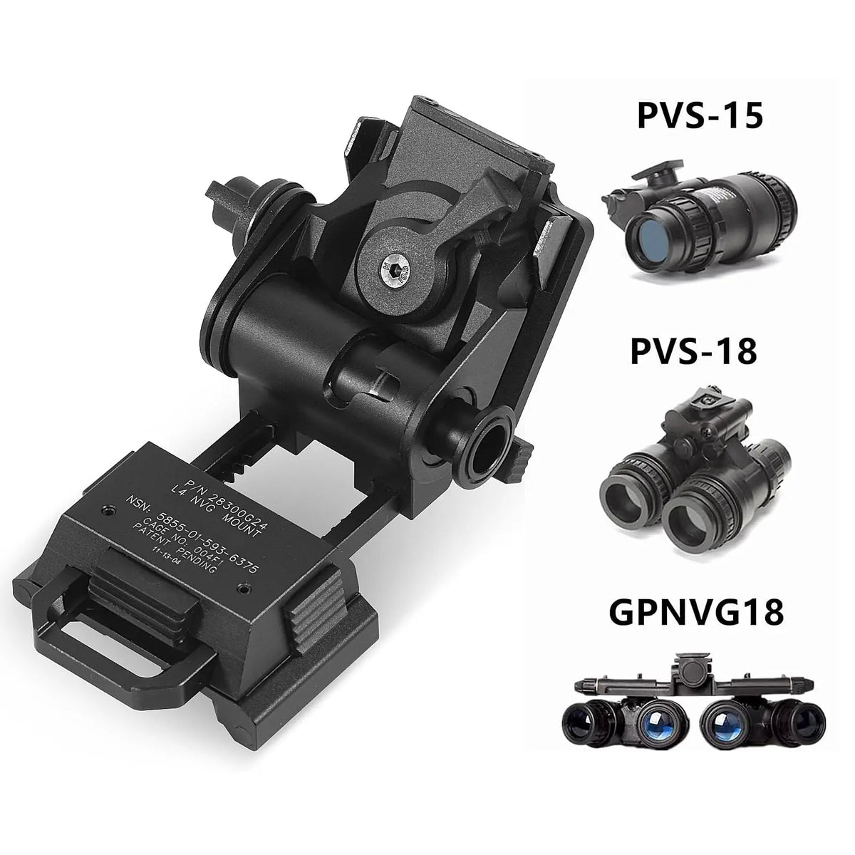 BOOIU Metal/Nylon L4G24 NVG Helmet Mount Holder for PVS15/18 GPNVG18 Goggle Night Vision Stent Outdoor Tactical Helmet Bracket