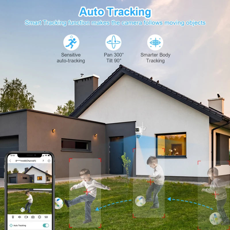 6MP PTZ WiFi IP Camera Dual Lens Dual Screen Outdoor Security Camera