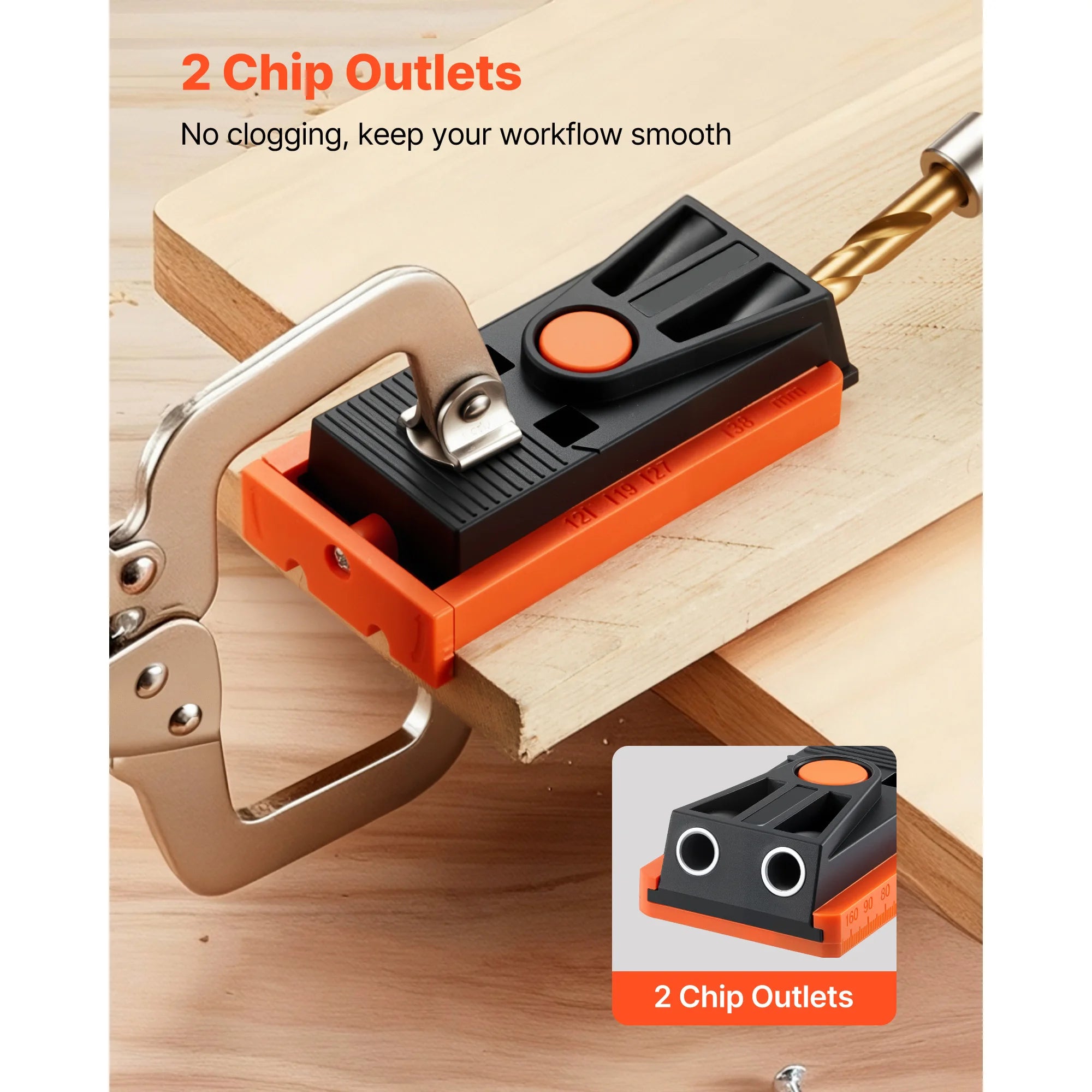 Adjustable Pocket Hole Jig Kit 1/2–1-1/2 in for Woodworking