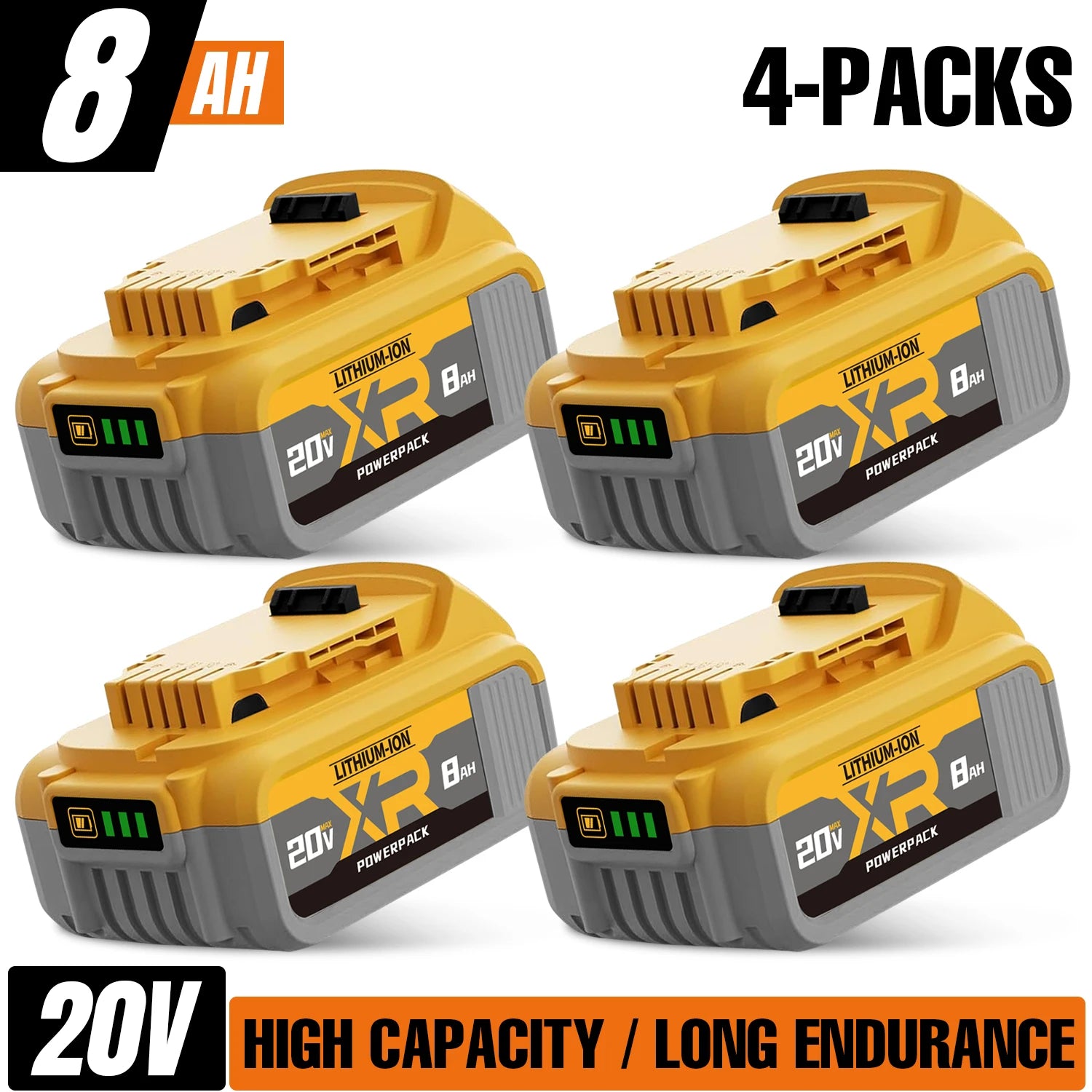 20V Replacement Battery Pack 8000mAh Li-Ion Compatible with DCB200 DCB205 DCB206 DCB210