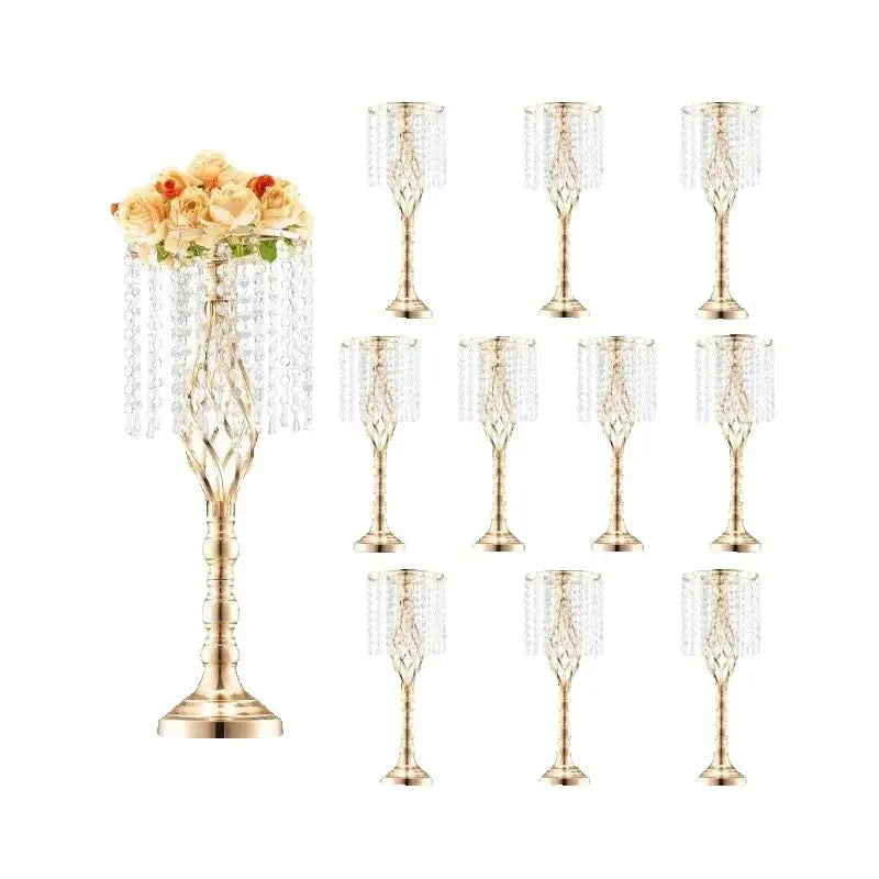 Tall Crystal Wedding Flower Stand Metal Centerpiece Vase - Spy-shop.com