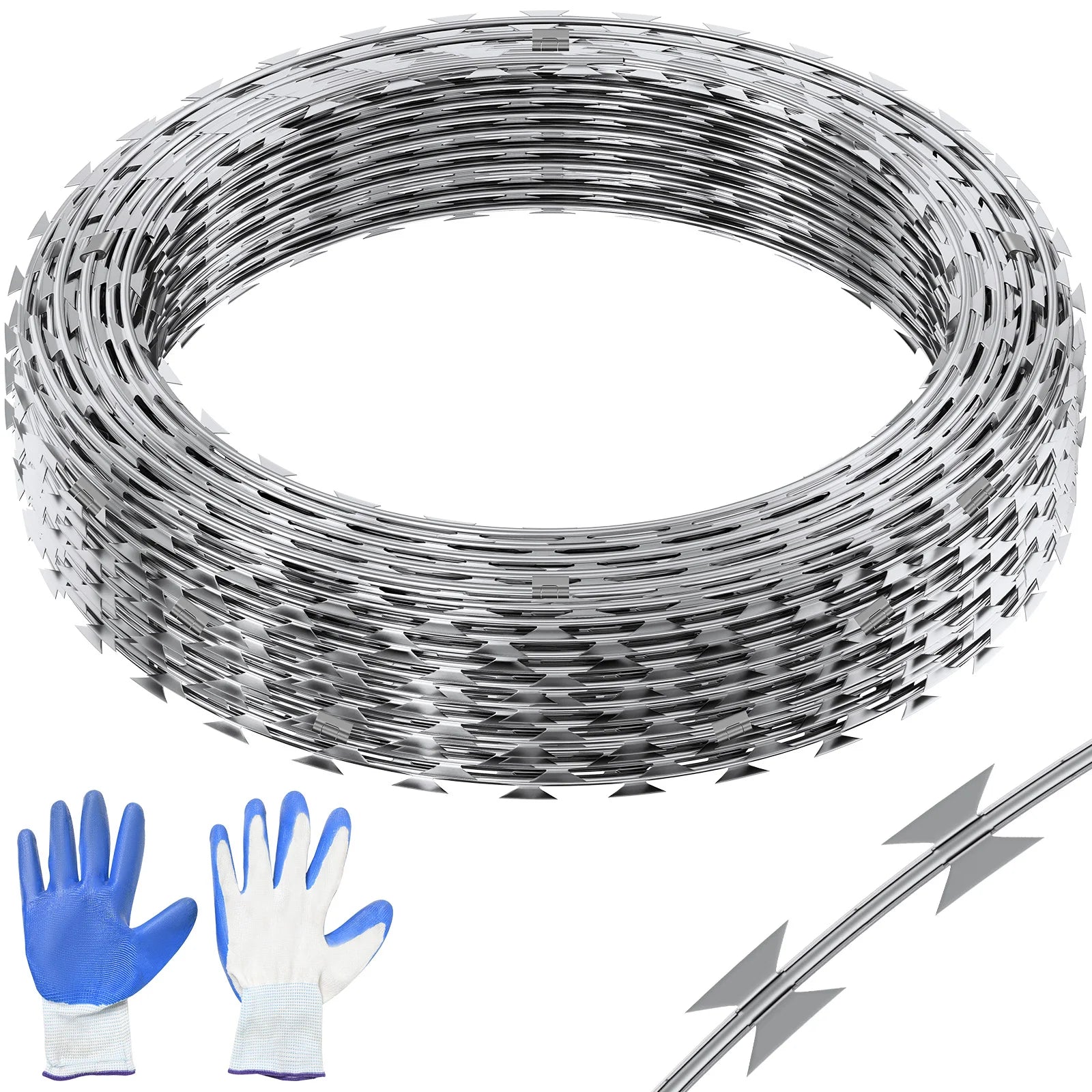 SucceBuy Razor Wires Razor Barbed Wire Razor Wire Fencing Fence Double Spiral Barbed Wire Galvanized Wire Rolls Razor for Garden