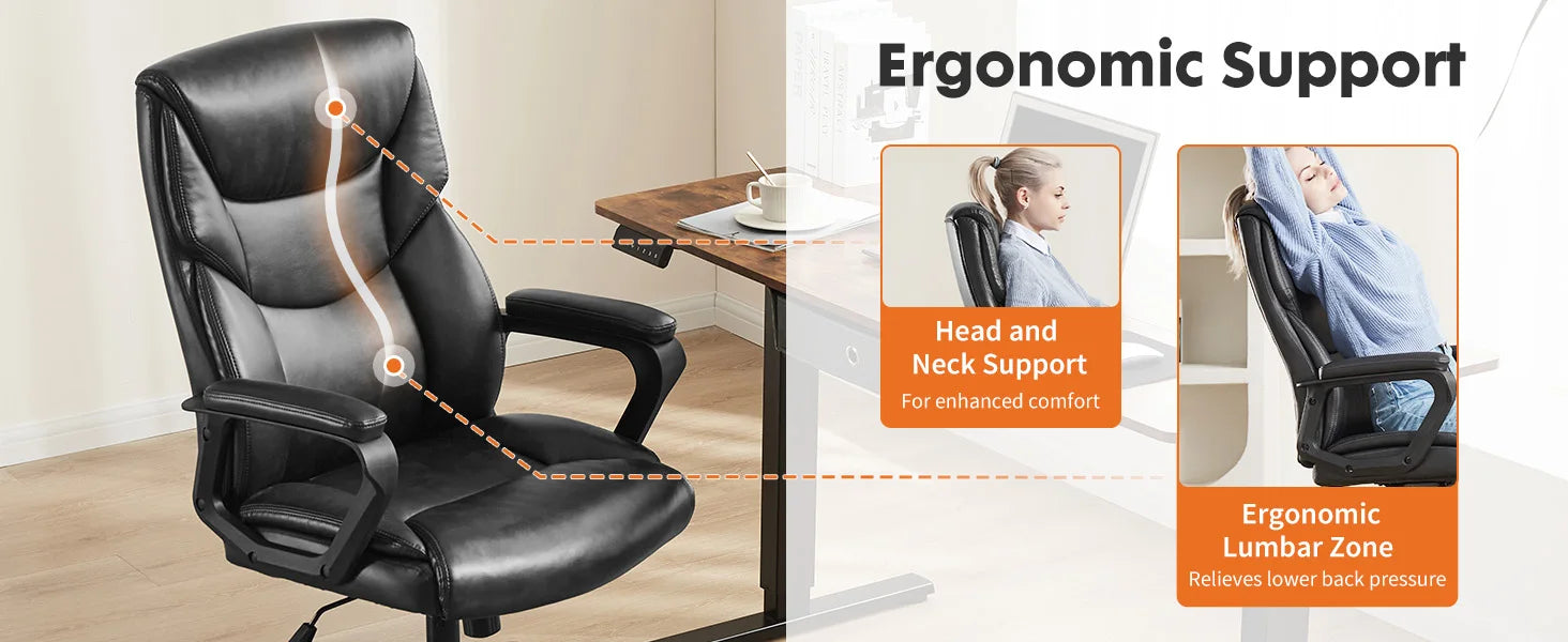 Ergonomic PU Leather Gaming Office Chair with Lumbar Support
