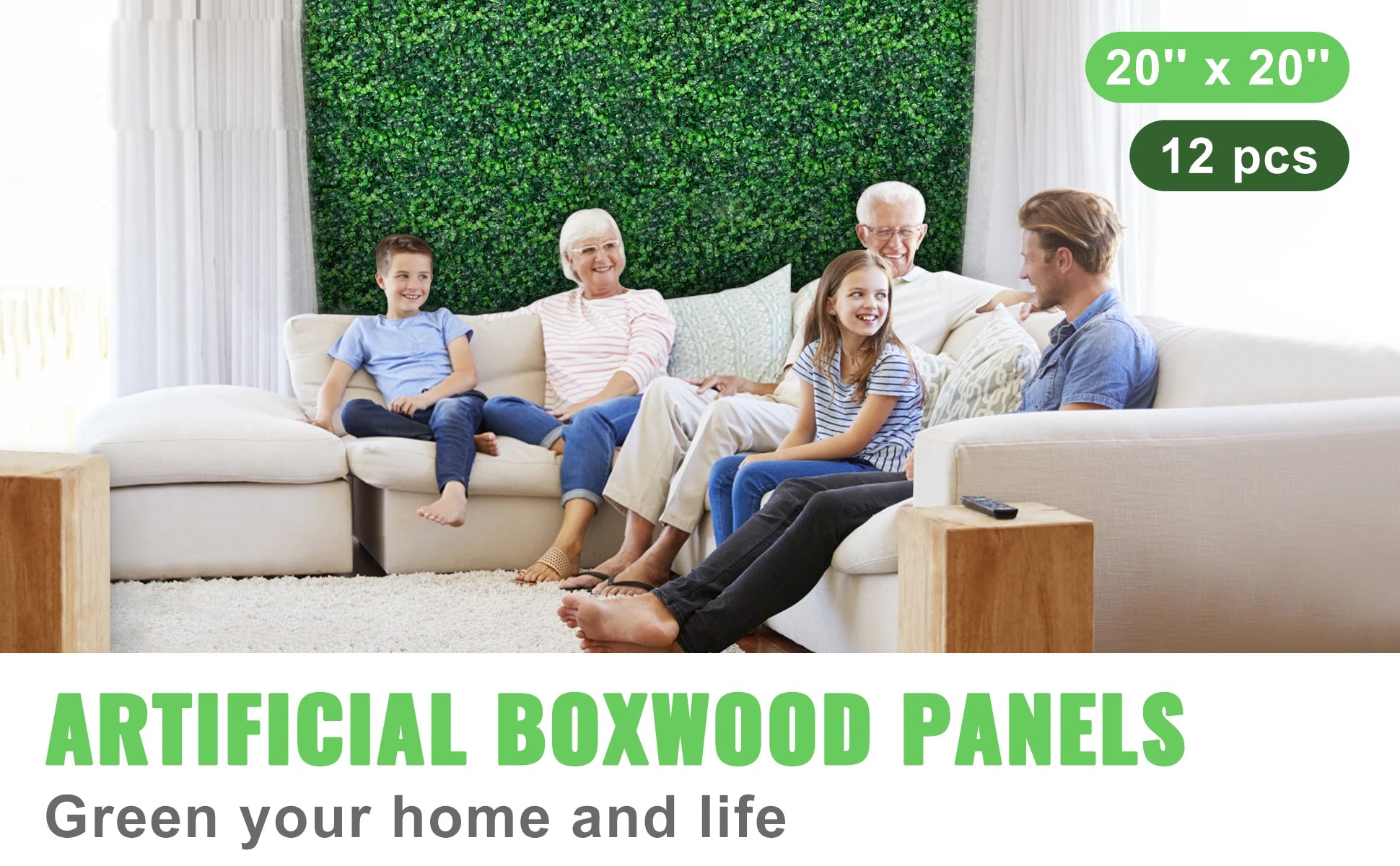 SucceBuy kunstig plantevægdekoration boksvedhækvægpanel hjemme-dekoration falsk græs baggrundsvæg privatlivshekkskærm