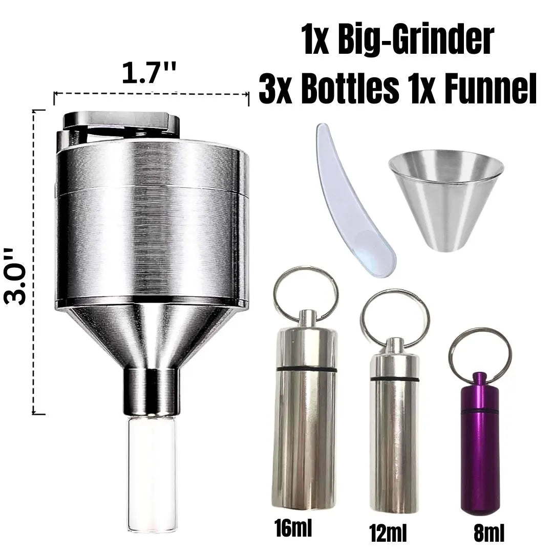 Manual Spice Grinder Set with Funnel and Vials
