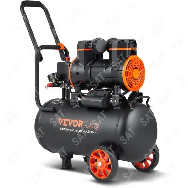 Bezolejový vzduchový kompresor 6,3 galonu, 2 HP, 3,35 CFM, 90 PSI, tichý 70 dB