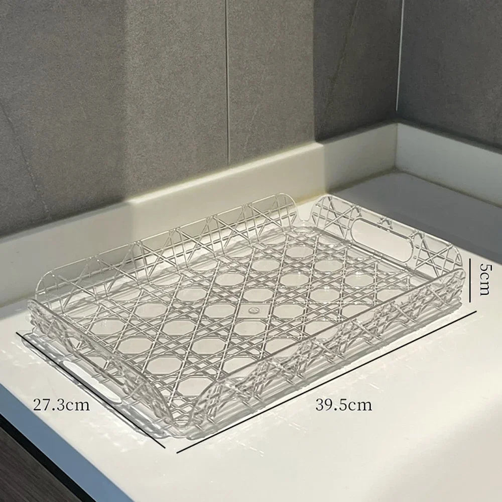 Clear Rectangular Serving Tray with Handles