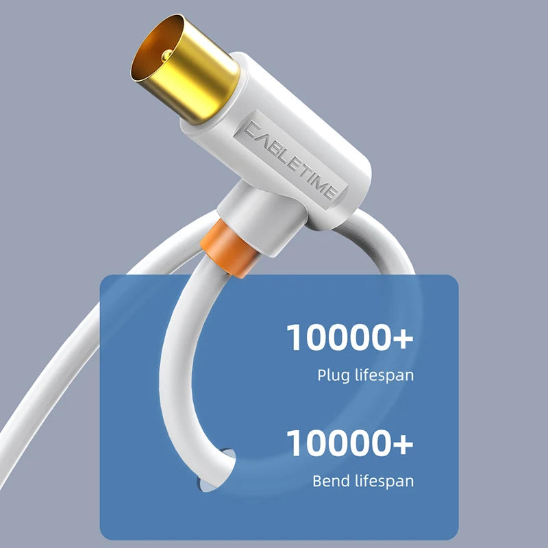 Right-Angle TV Aerial Cable, Male to Male