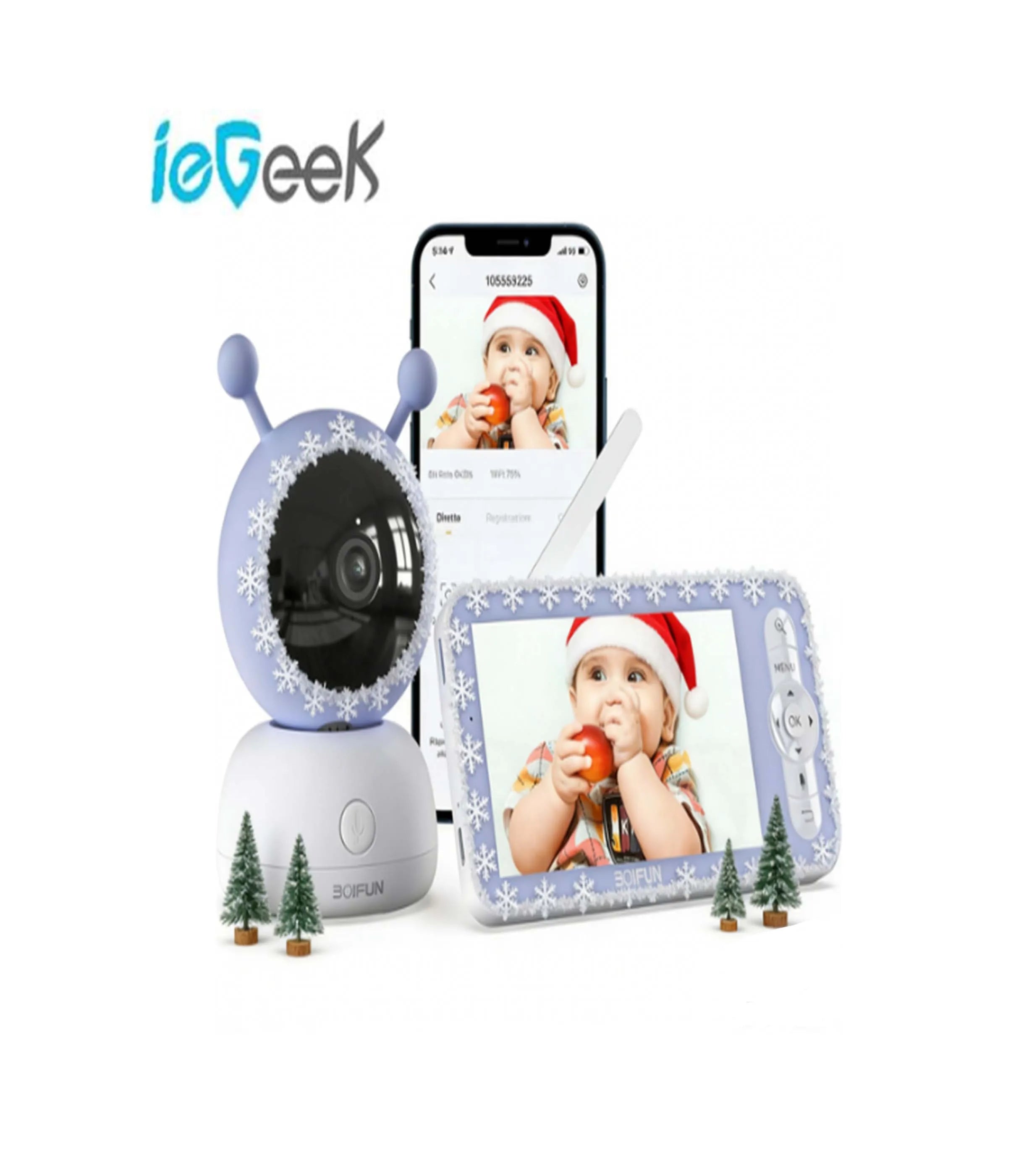 BOIFUN 5" Baby Monitor with 1080P WiFi App Control