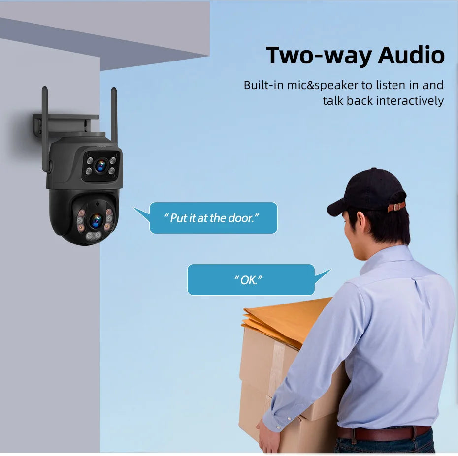 6MP Dual Lens WiFi PTZ Outdoor Security Camera with Human Detection