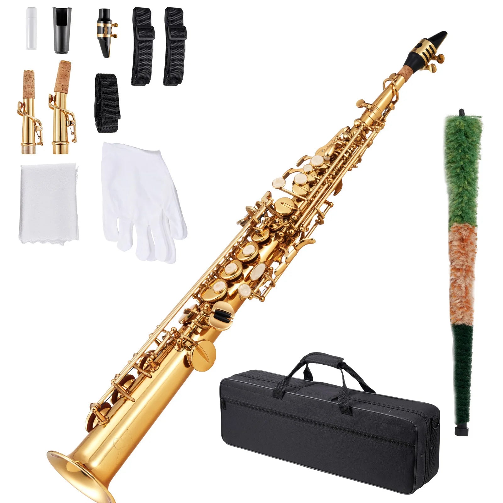 Straight Soprano Saxophone B Flat 23 Keys Beginner Kit