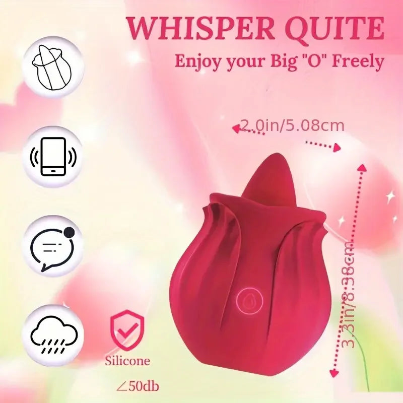 Rose Clitoral Suction & Licking Vibrator with 10 Modes