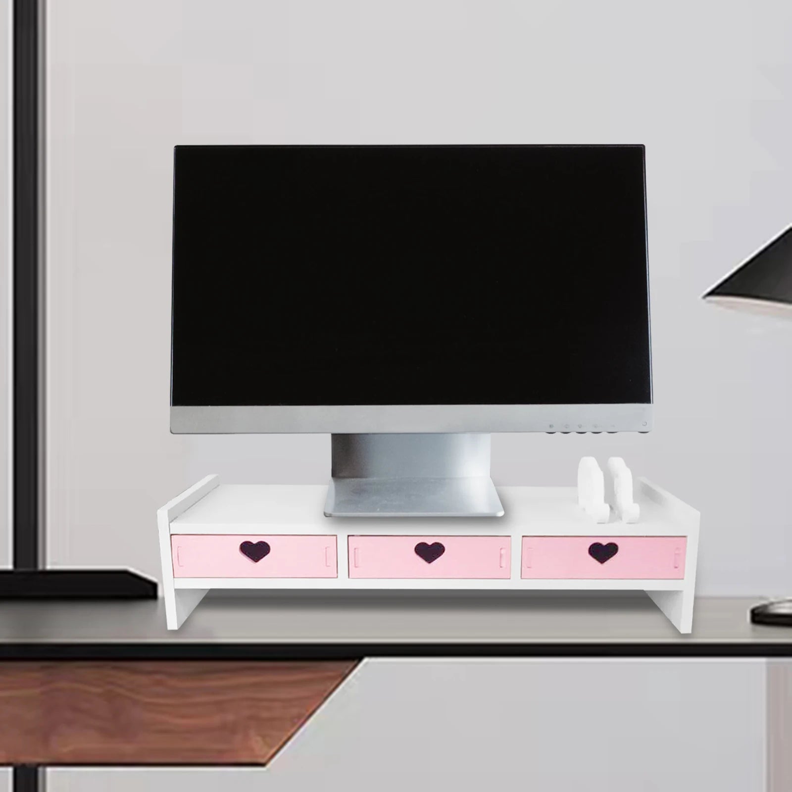 Monitor Stand Riser with Drawer Storage for Desk Organization