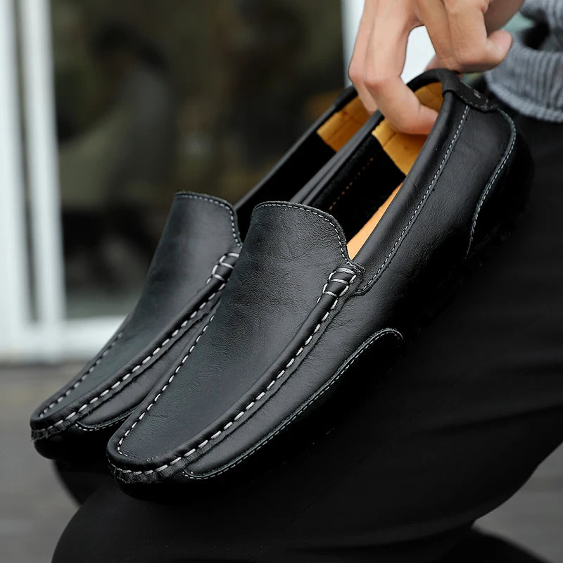 Genuine Leather Breathable Slip-On Loafers for Men
