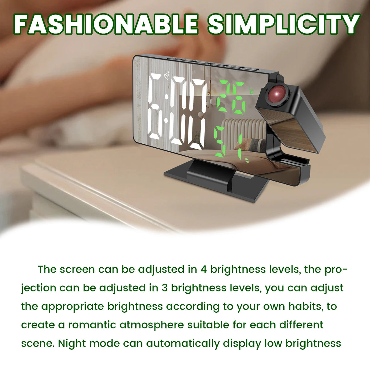 Projection Alarm Clock with Mirror Display