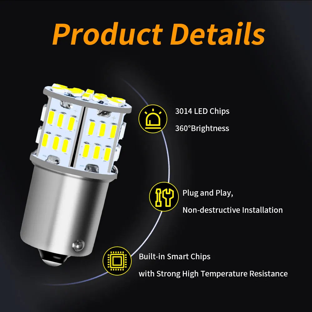 2/4/6/10PCS Ultra Bright P2MAX LED Bulbs 1156 BA15S S25 G18 P21W 1157 BAY15d P21/5W 12V White Car Brake Reverse Fog Drive Lights