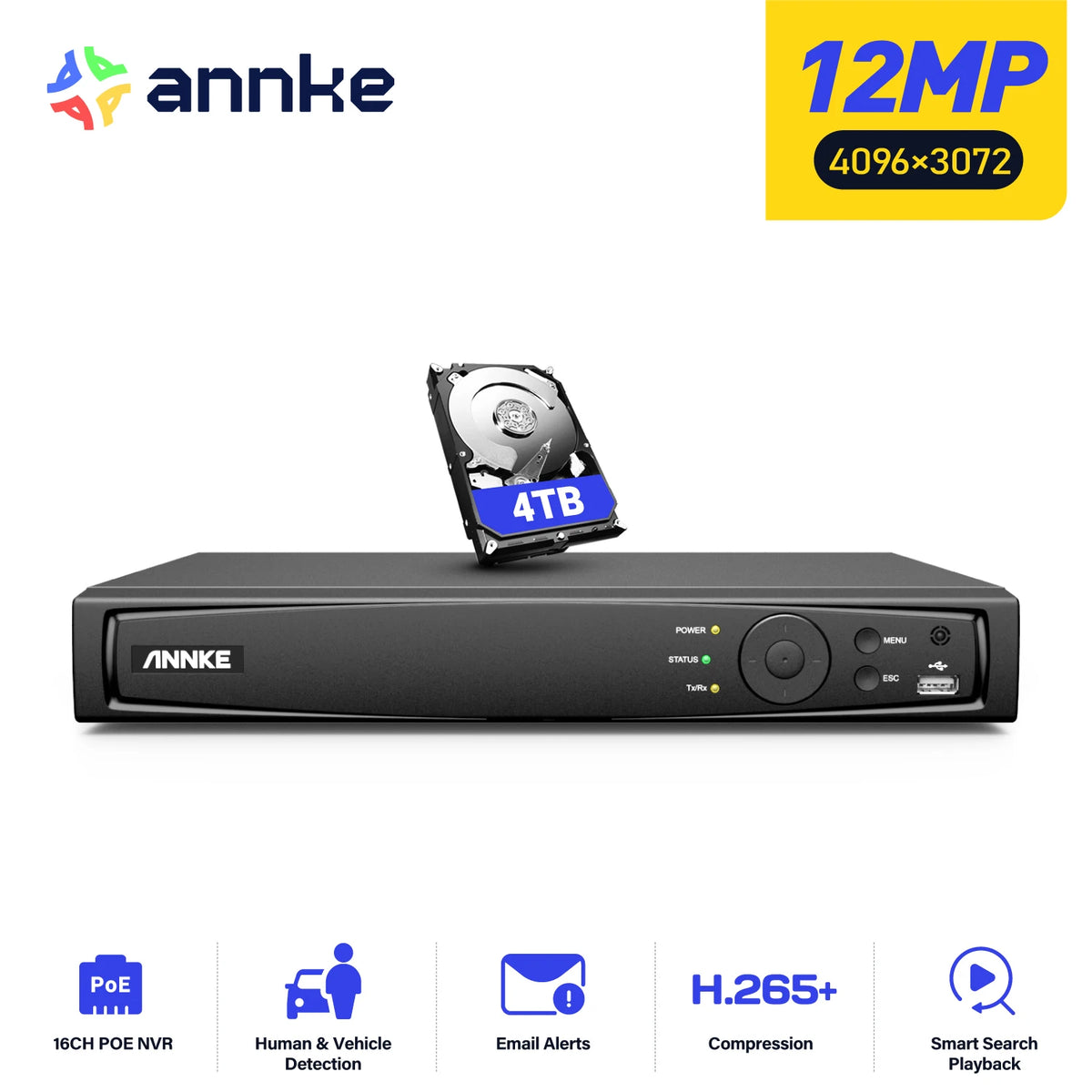 12MP PoE NVR Network Video Recorder for IP Cameras