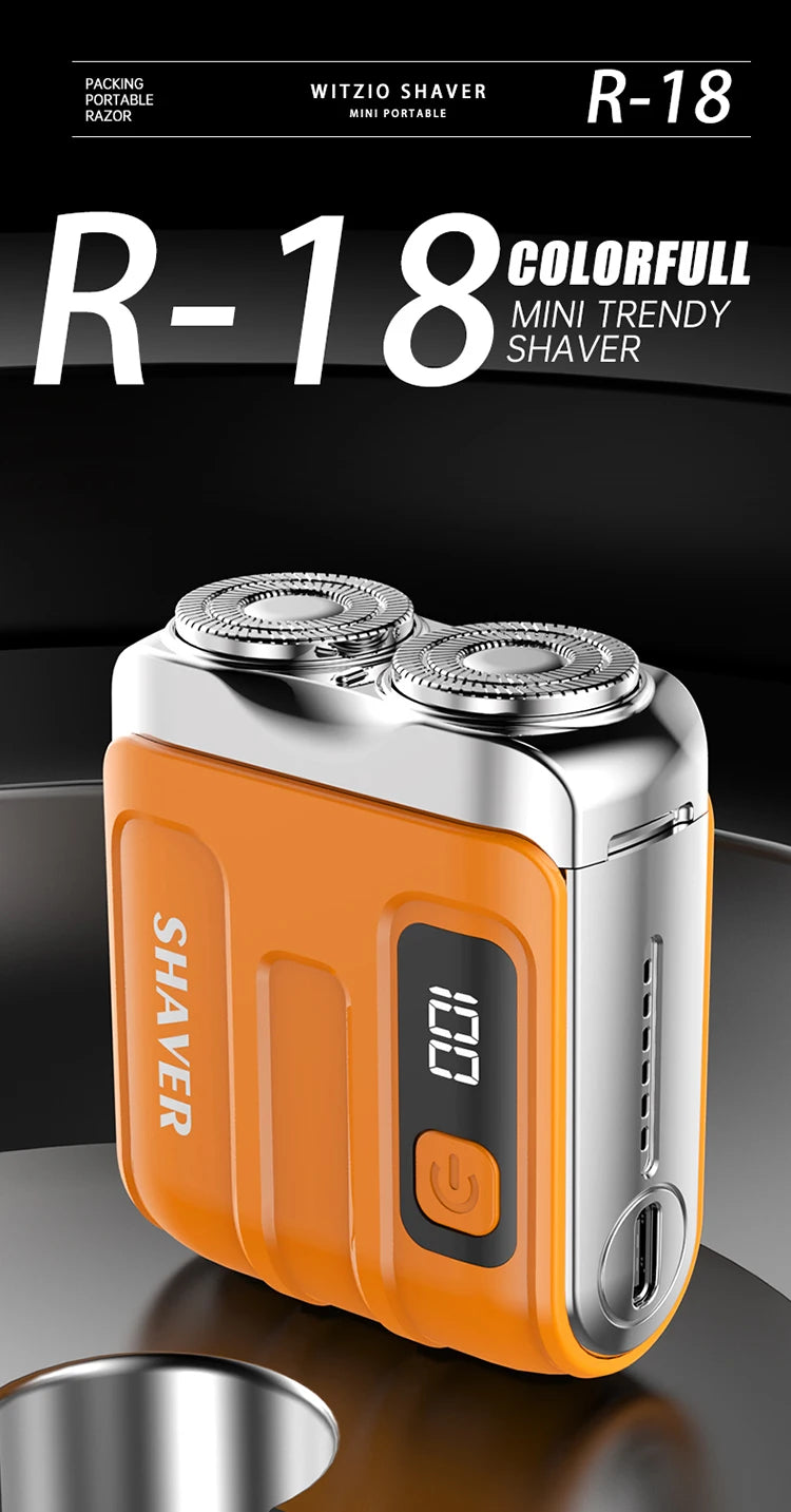 Mini Electric Shaver with Dual Blades & Digital Display