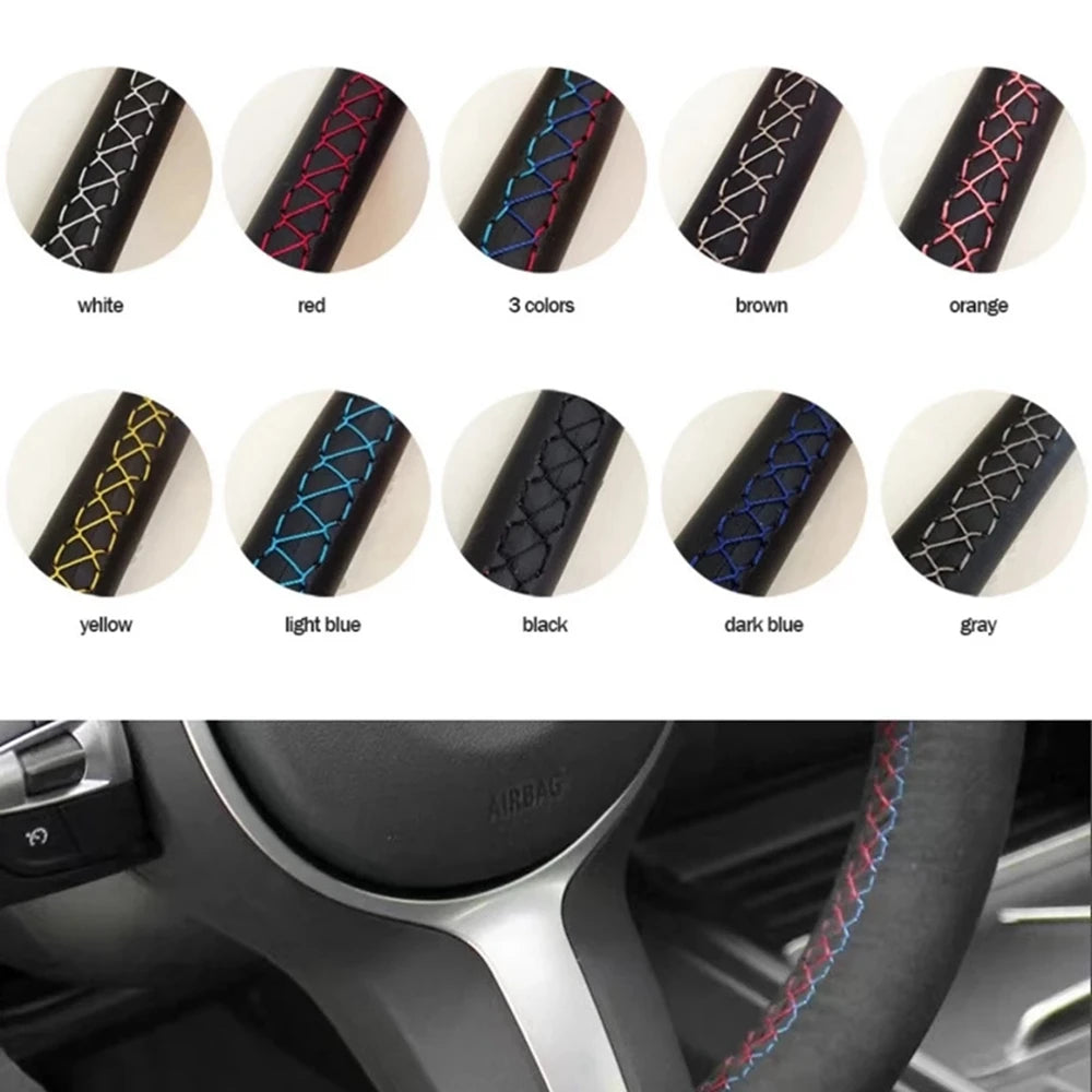 Car Steering Wheel Braid Cover Black Artificial Leather For Volkswagen VW Golf 7 Mk7 Touran Up New Polo Jetta Passat B8 Tiguan