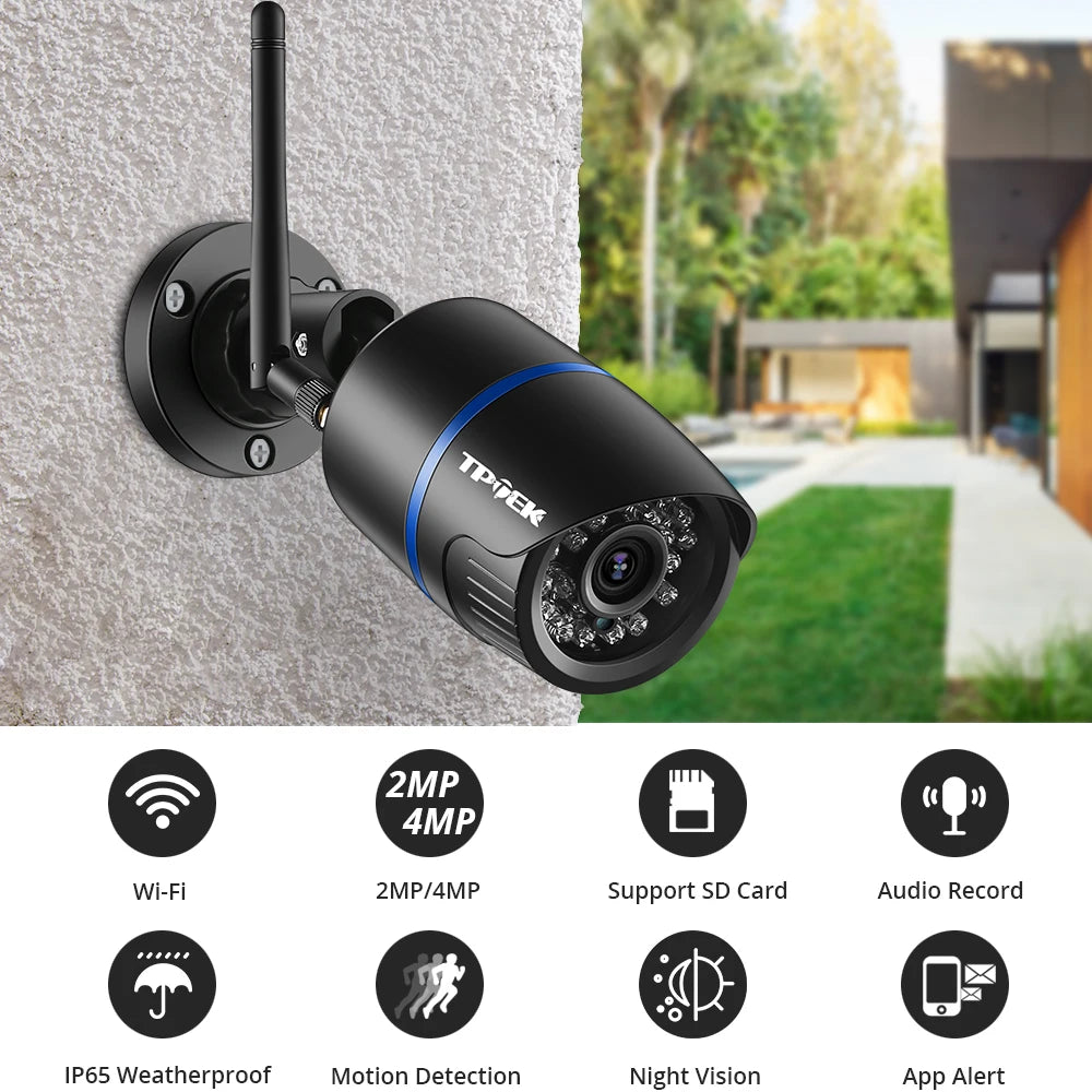 Cameră de securitate WiFi de exterior 4MP cu alerte de mișcare și vedere nocturnă