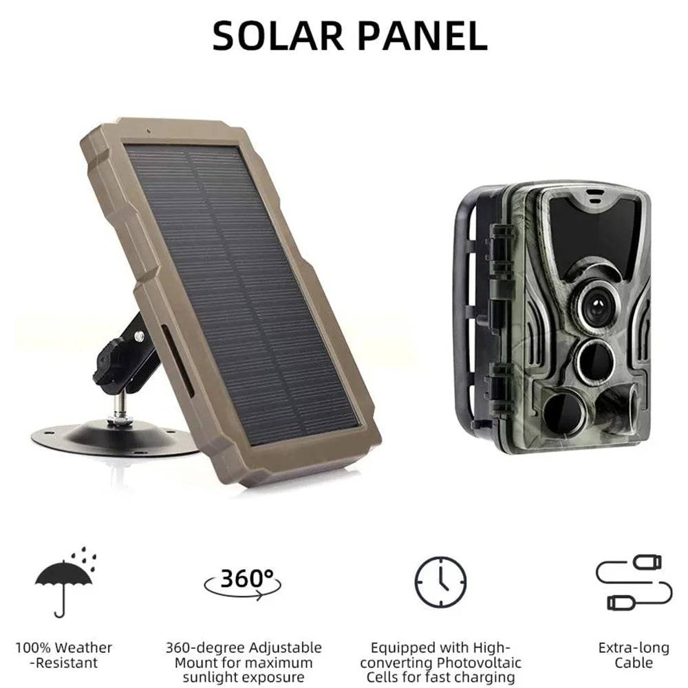 3000mAh 6V-12V nabíjací solárny nabíjač trail kamera s fotopásom, solárny panel kit na lov