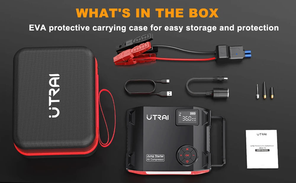 UTRAI 4‑i‑1 Jump Starter Power Bank med luftkompressor