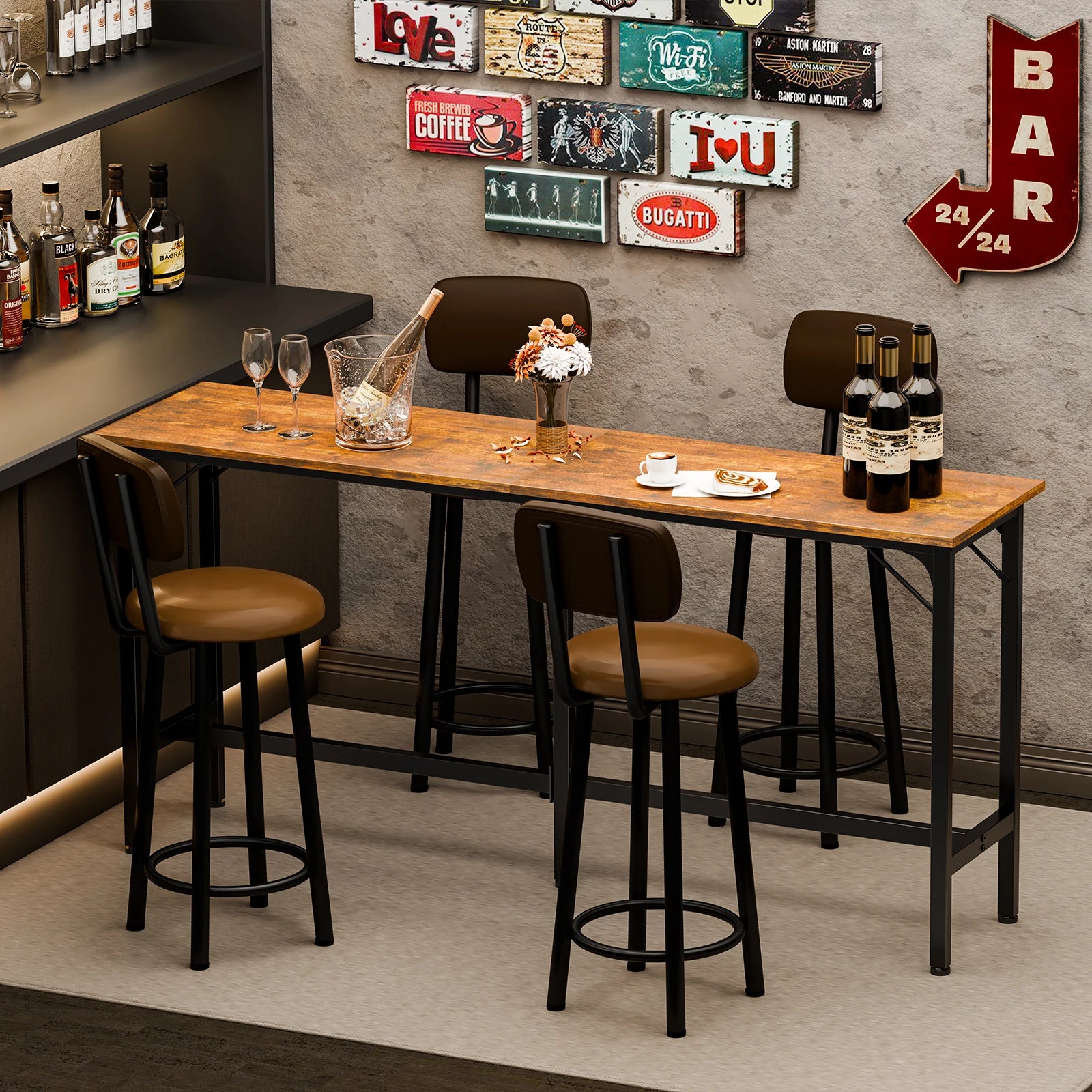 71" Rectangular Bar Height Table for Dining, Work, or Living Space