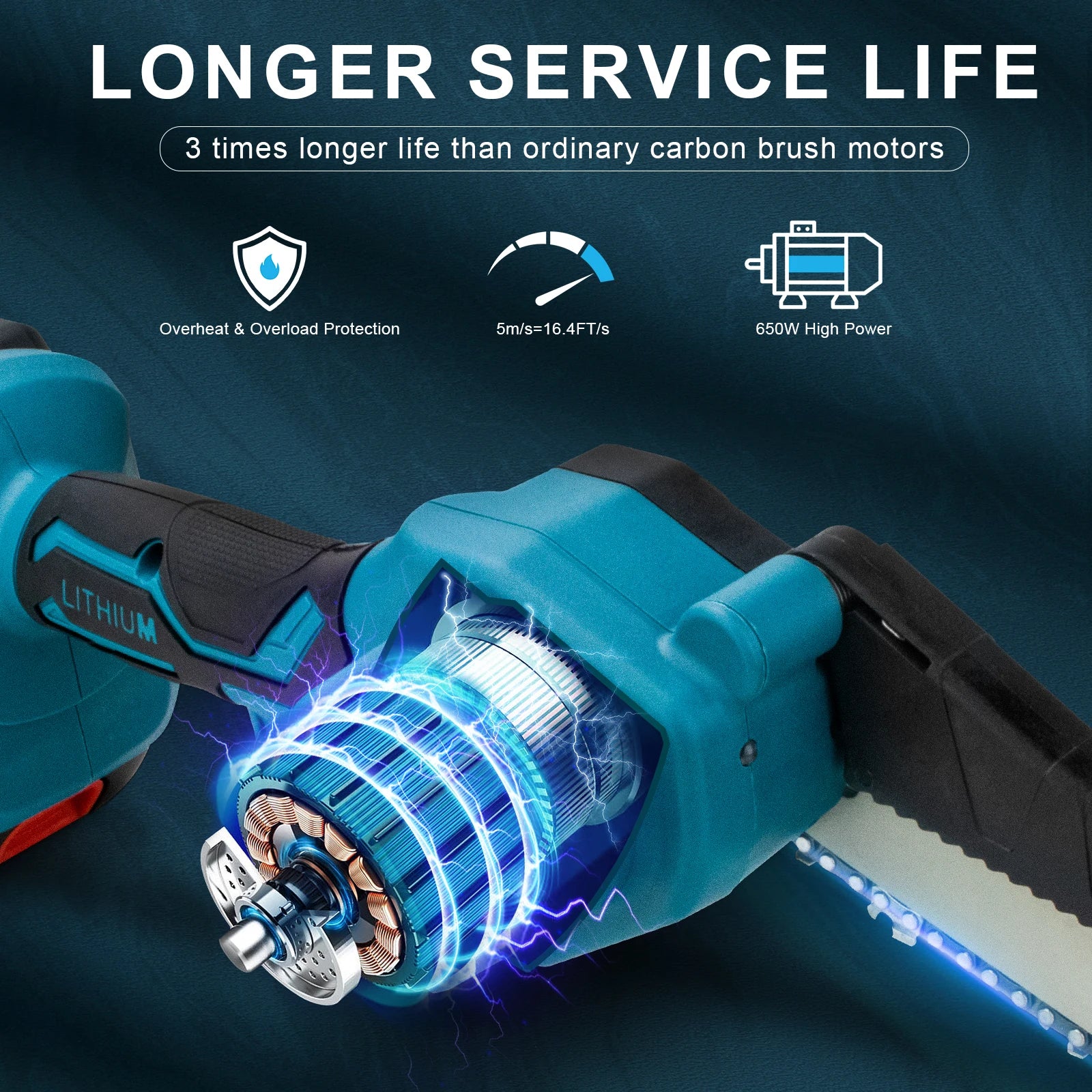 6 Inch Cordless Electric Chainsaw for Fast Wood Cutting