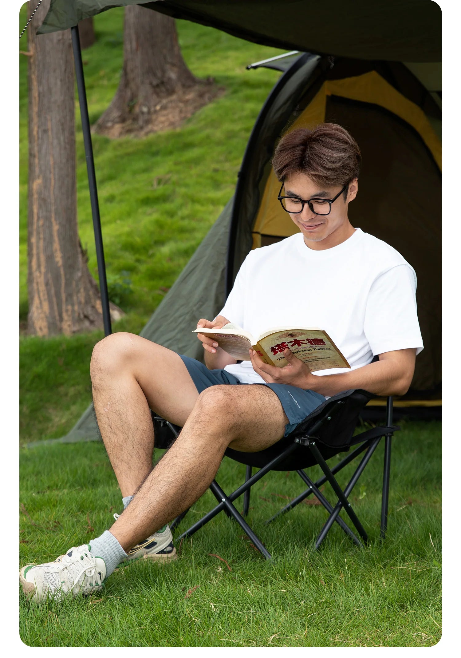 Folding Camping Chair Portable Steel Frame Picnic & Travel Seat