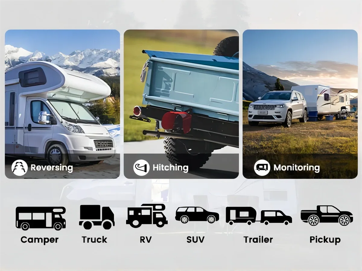 GreenYi Wireless Solar Energy 5G WiFi HD 1080P Rear/Front License Camera with Built-in 4800mAh Battery for iPhone For Car Van RV