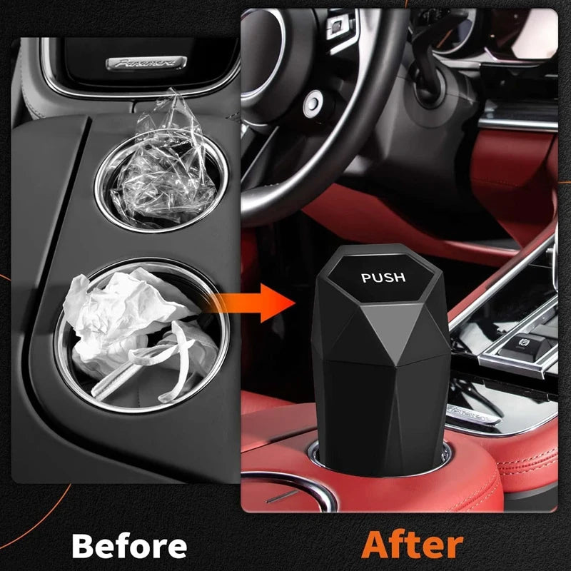Car Trash Can (with Lid) Portable Car Dustbin Auto Trash Bags Mini Garbage Bin Leakproof Vehicle Garbage Can Car Accessories