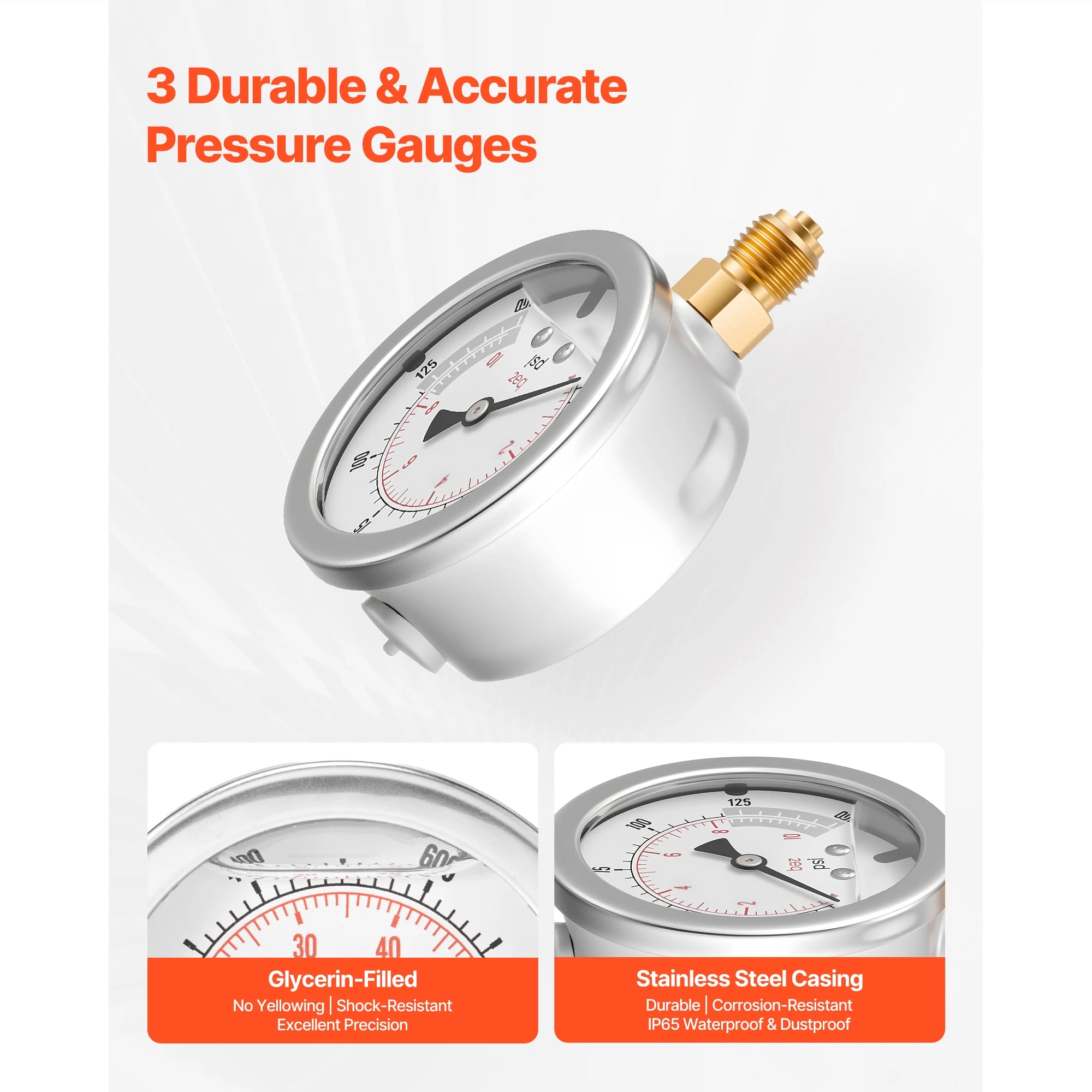 Hydrauliskt trycktestkit med 5 mätare, 20 kopplingar och slangar