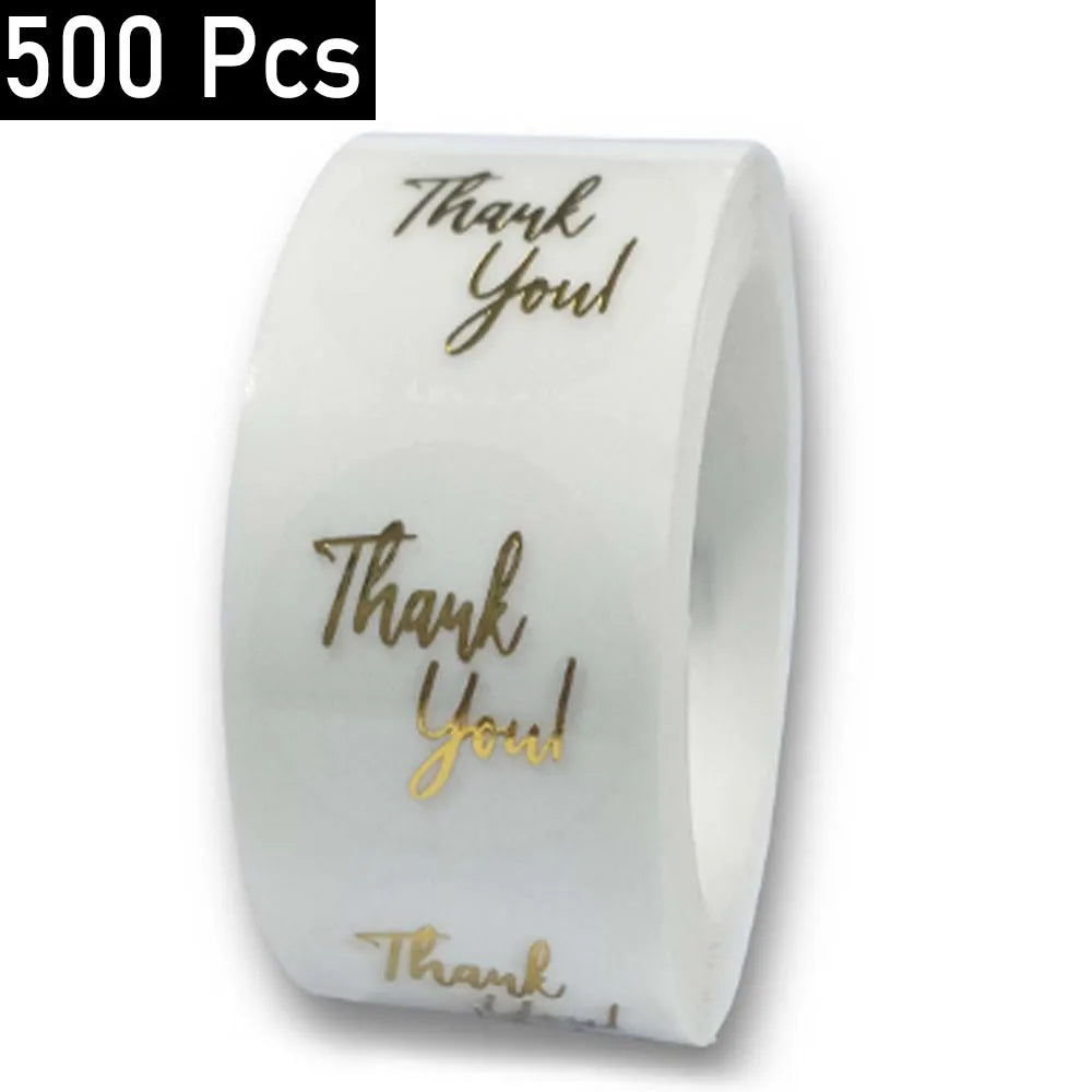 500 Pcs Gold Foil Thank You Stickers for Small Business