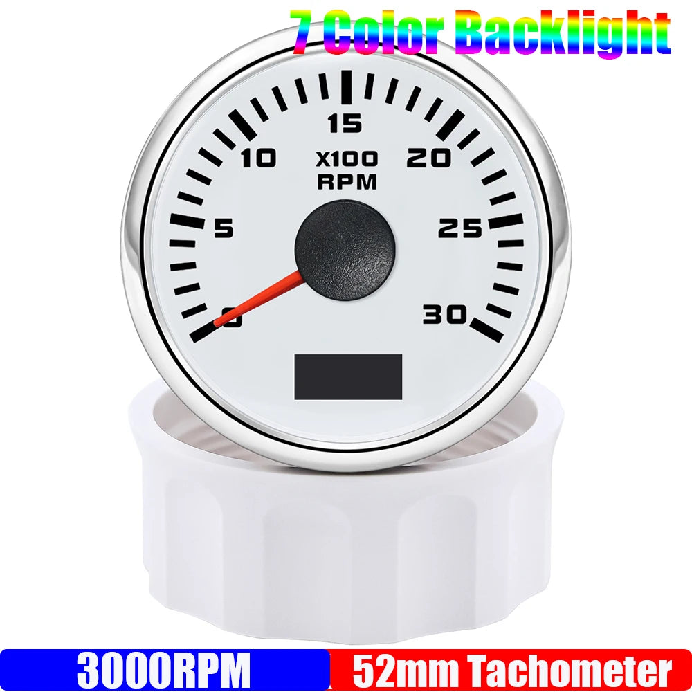 52 mm Tachometer Gauge with 7-Colour Backlight for Car and Boat