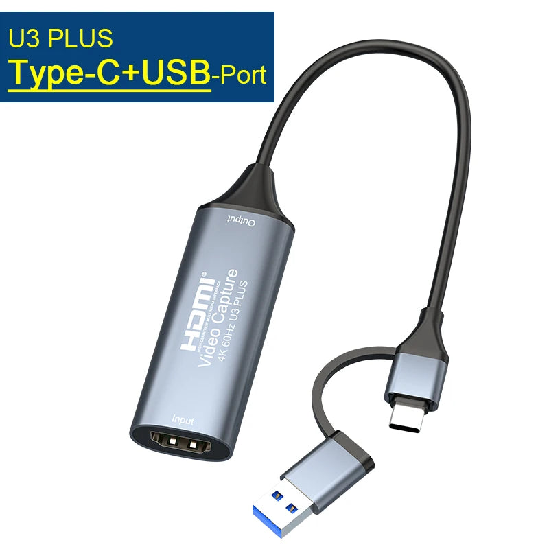 Scheda di acquisizione video HDMI 4K a 60Hz completa UHS USB 3.0 Dispositivo di acquisizione HDMI a USB Type-C Registratore per diretta OBS Gaming PC