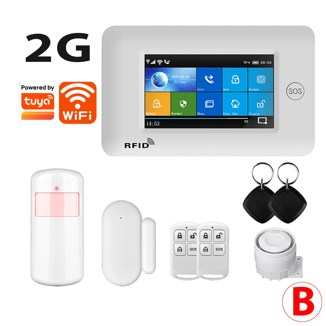 433MHz Touch Screen Wireless 2G 4G WIFI GSM RFID Card Burglar Alarm System Smart Home Security DIY Alarm TUYA Smart Life