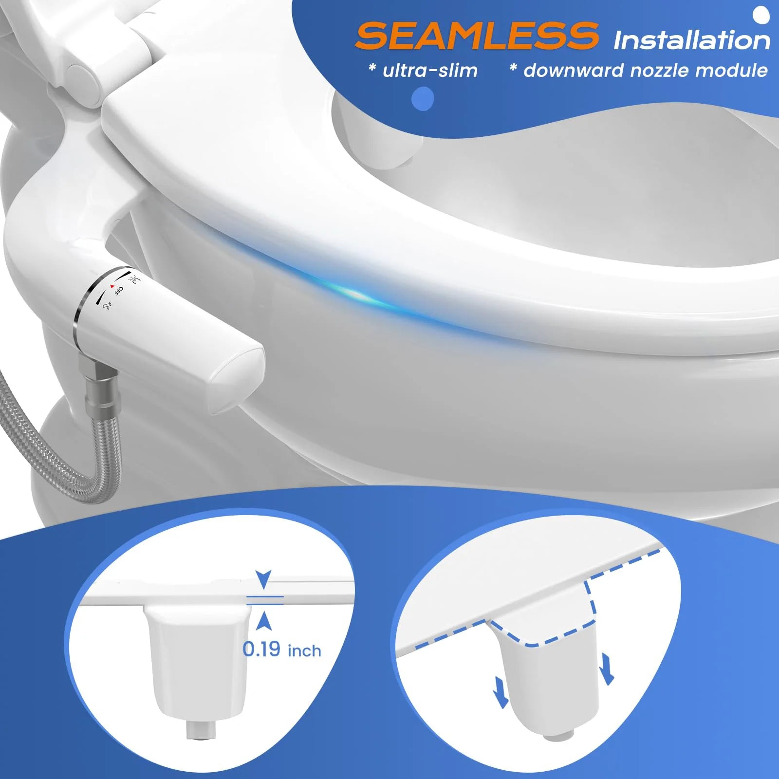 Ultra-Slim Bidet Attachment for Toilet with Dual Nozzles