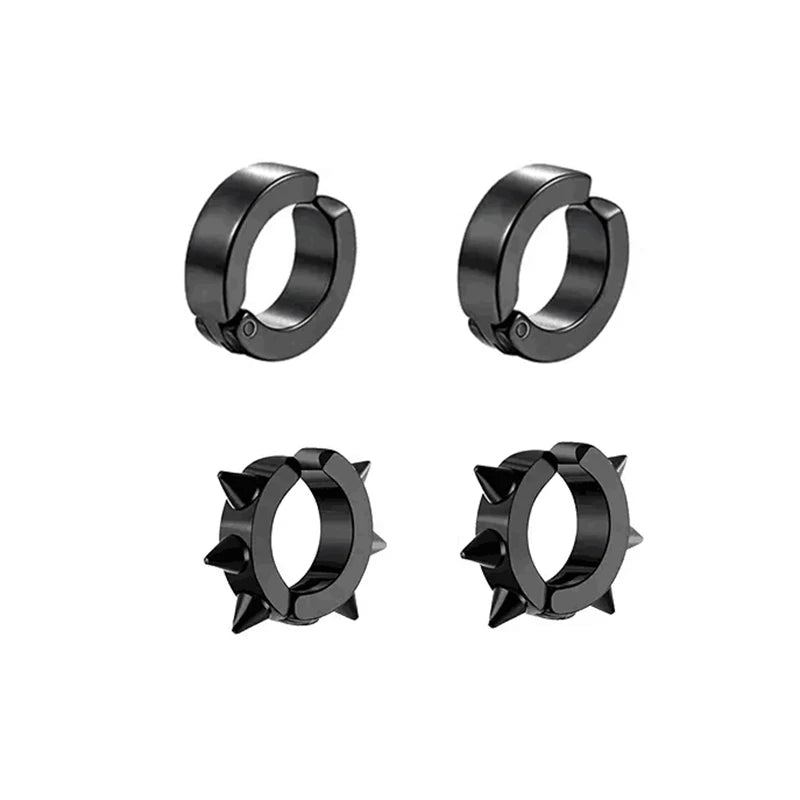 Men's Punk Cross Magnetic Earrings Set