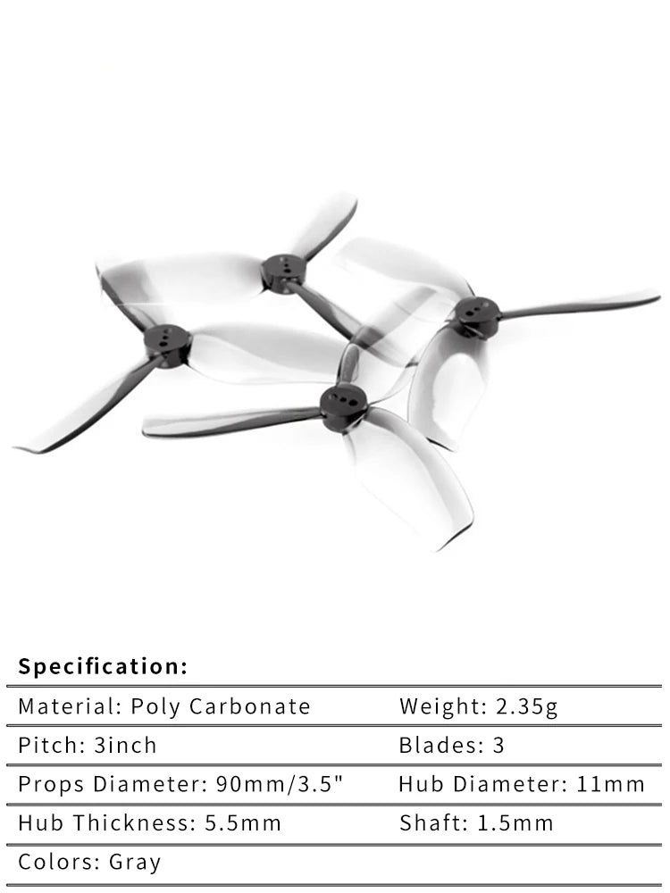 DT90 Three-Blade Drone Propellers, 90 mm