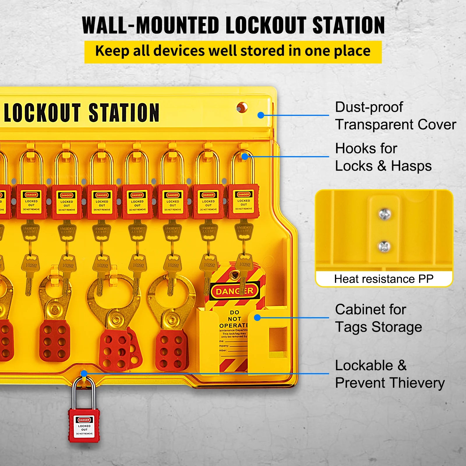 Lockout Tagout Kit Set with Padlocks, Hasps & Station (26–58 PCS)