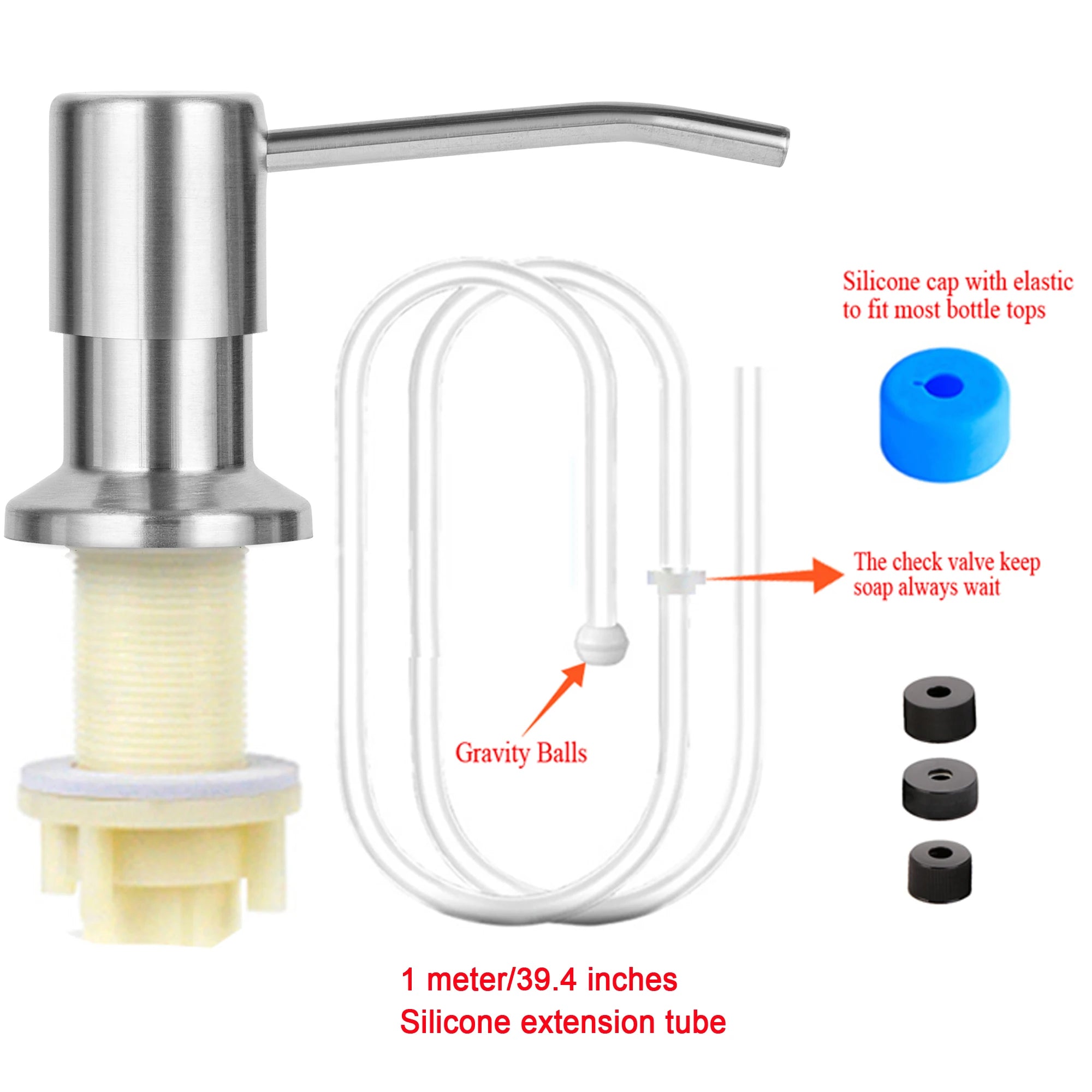 Soap Dispenser for Kitchen Sink, Kichen Sink Soap Dispenser,Extension Tube kit, Under Sink Soap Dispenser Pump, No Need More Ref