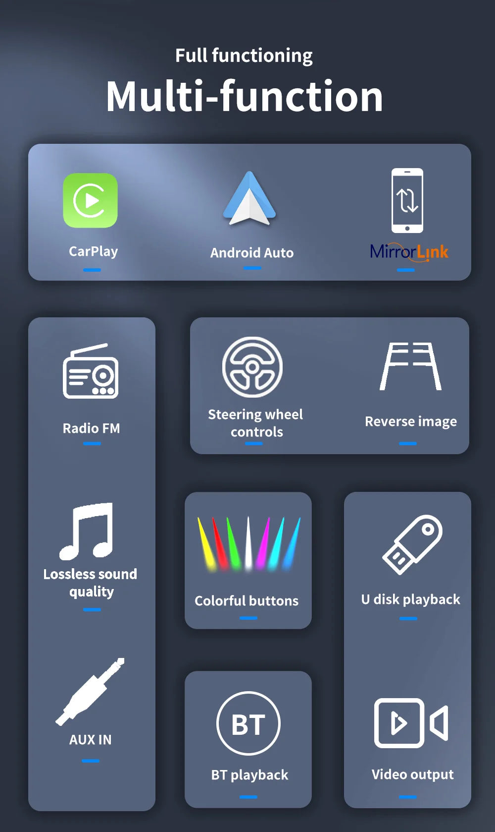 7/9/10 Zoll Universal Android 13 Autoradio 32G/64G Autoradio Android 2 Din Car Radio GPS BT Zentrale Multimedia Intelligente Fahrzeugssysteme