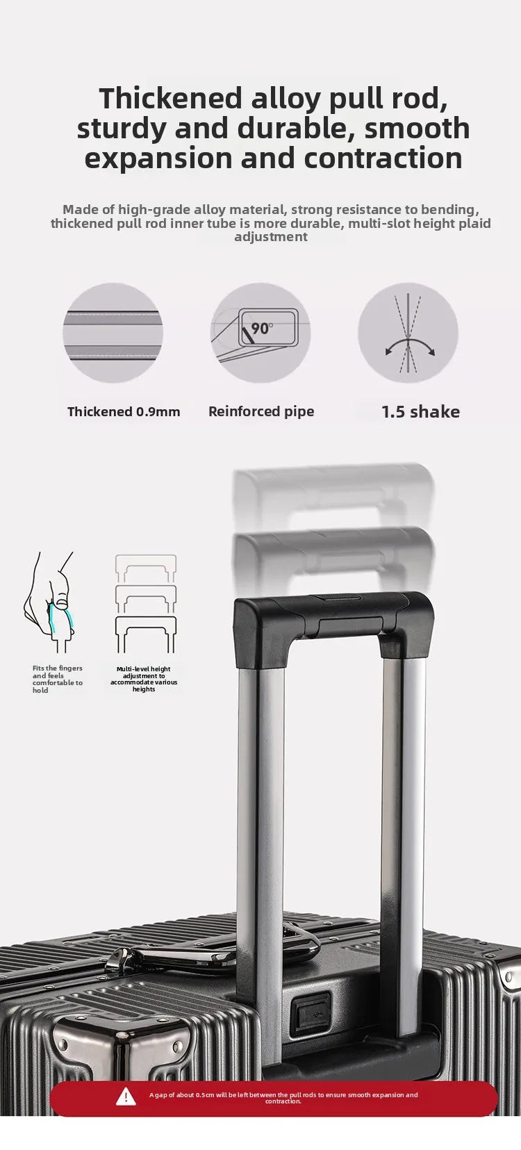 Aluminum Frame Suitcase with Silent All-Terrain Wheels and Cup Holder
