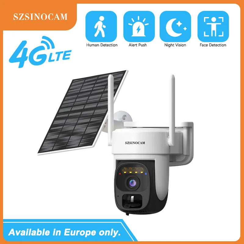 4G Solar-Powered 3MP Outdoor Security Camera with Color Night Vision