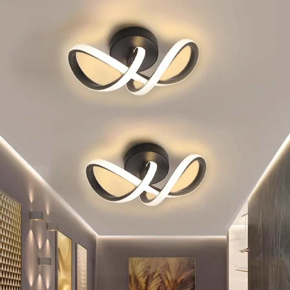 Candeeiro de teto LED moderno preto para corredores e entradas