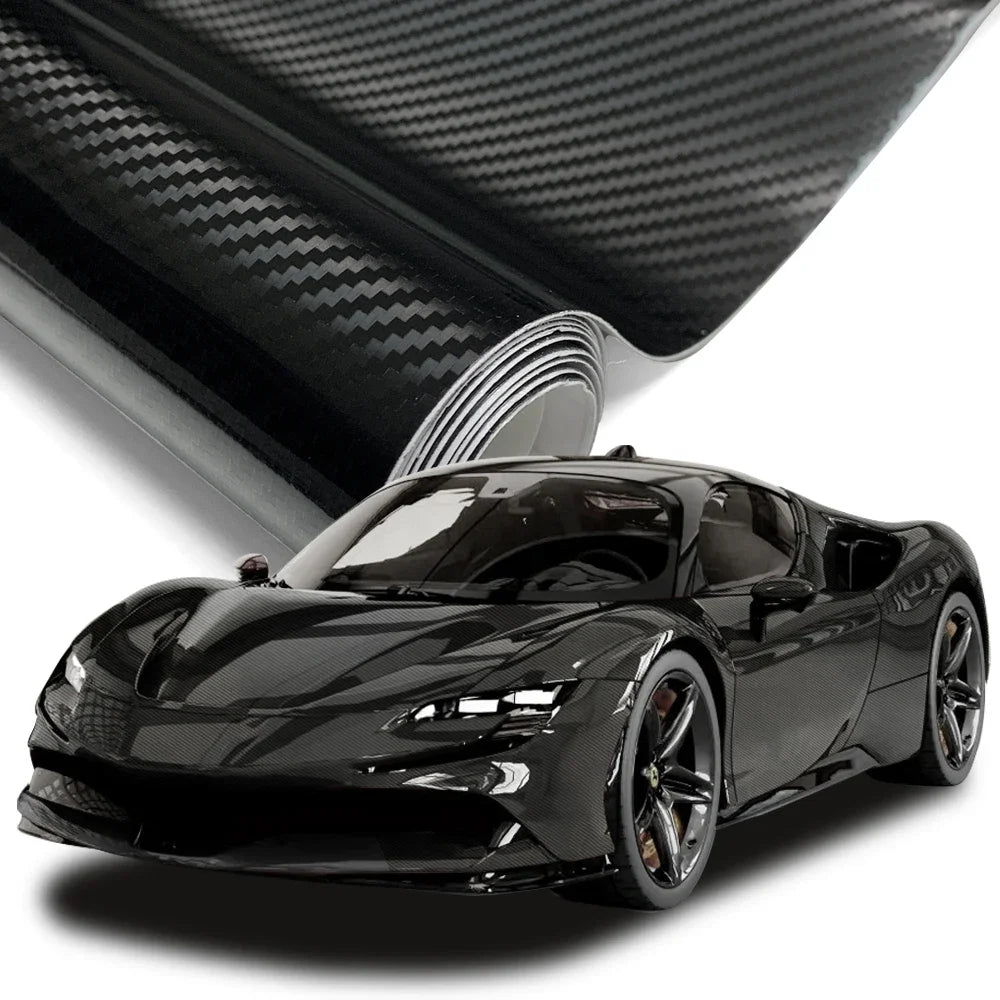Carbon Fiber Vinyl Wrap Film 1.45m x 2m Glossy Black